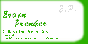 ervin prenker business card